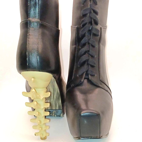 Size 8  Platform Bone High Heel Ankle Boots - Picture 10 of 14